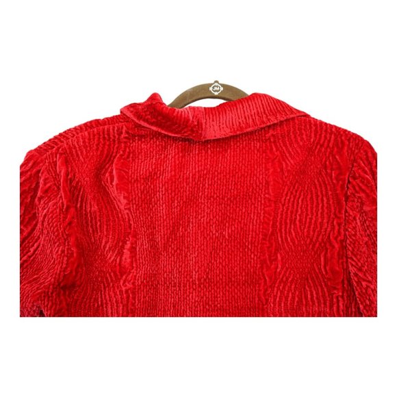 Sara Isabella Cocktail Blazer Women Small Red Crushed Velvet‎ Cardigan - Picture 7 of 7